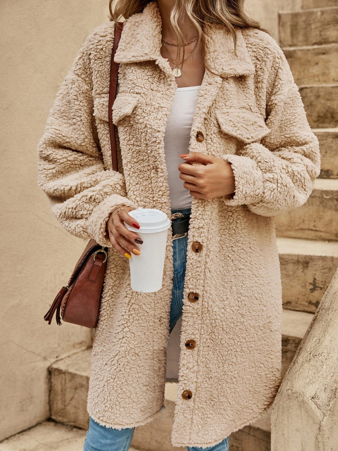 Collared Button Down Coat - Fashions Envy