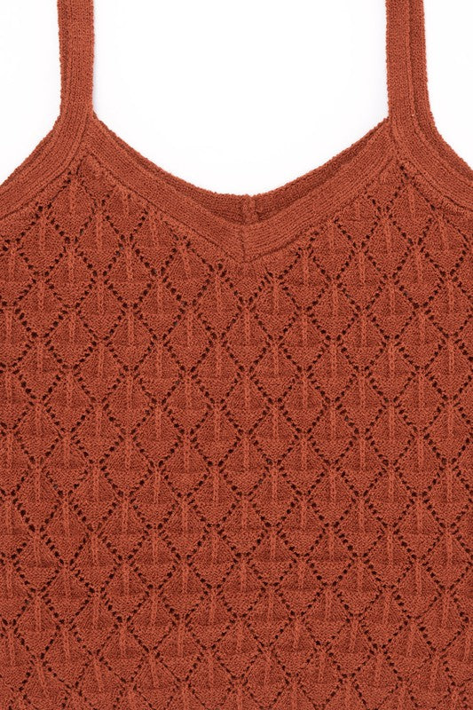 Sleeveless Crochet Knit Tank Top