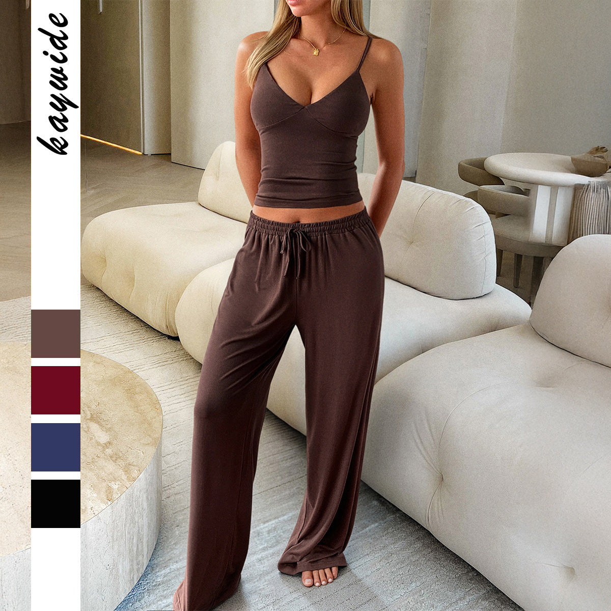 Cami & Wide Leg Pants Lounge Set - Two-Piece Outfit