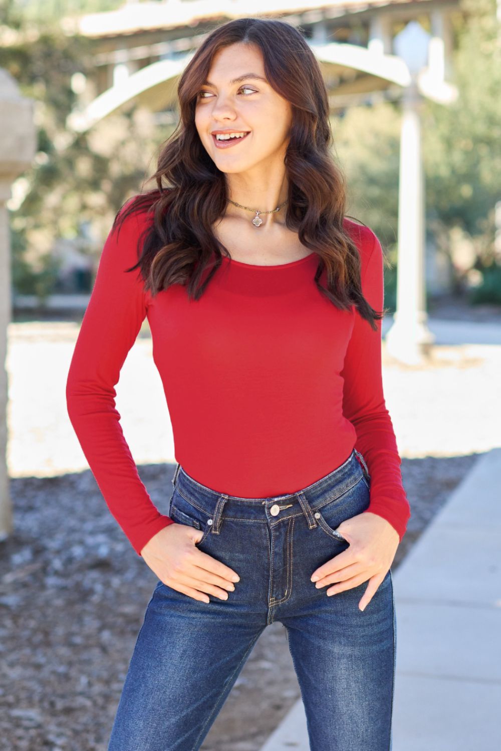 Red Long Sleeve Bodysuit