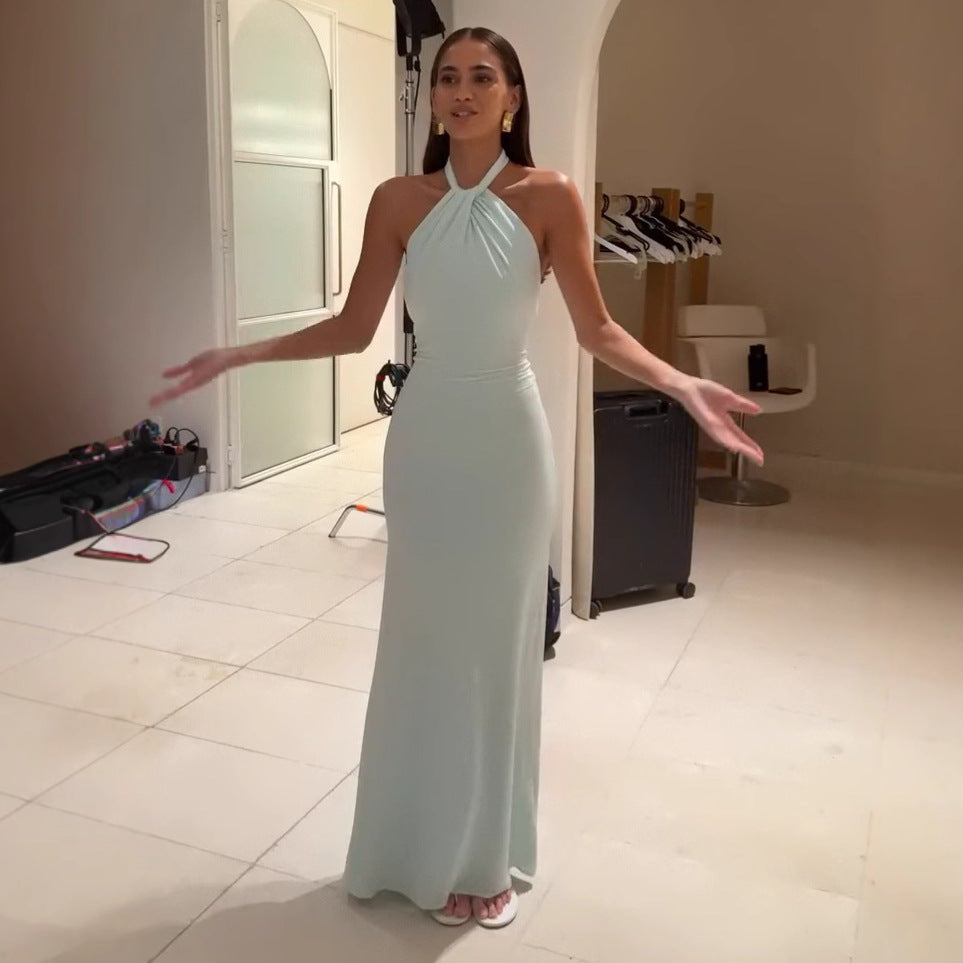 Halter Backless Maxi Dress - Elegant Formal Gown
