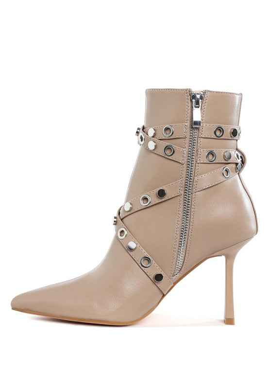 Jacinta Slim Flared Heel Strappy Boots