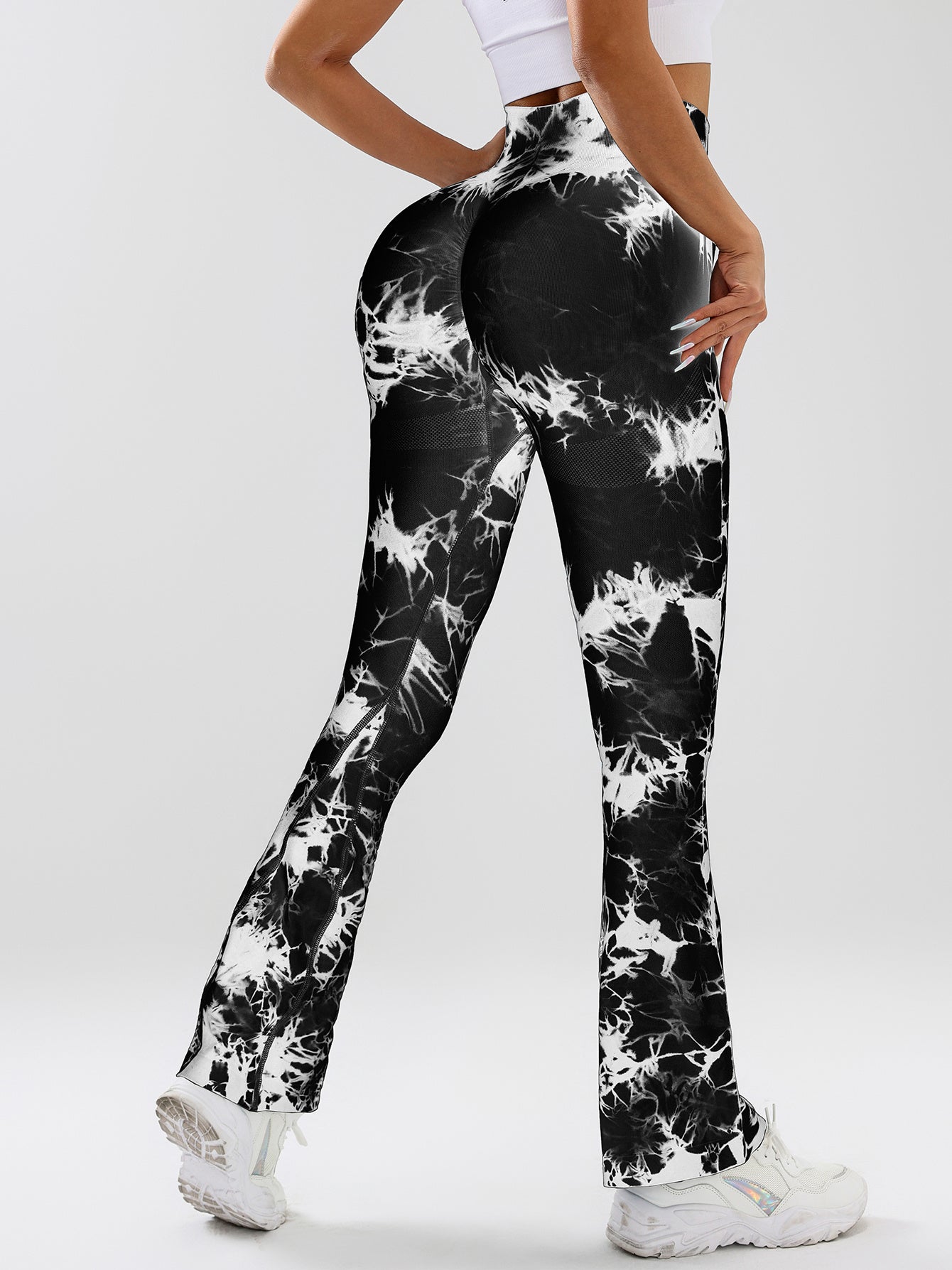 Tie-Dye Flare Yoga Pants - High Waist Tummy Control