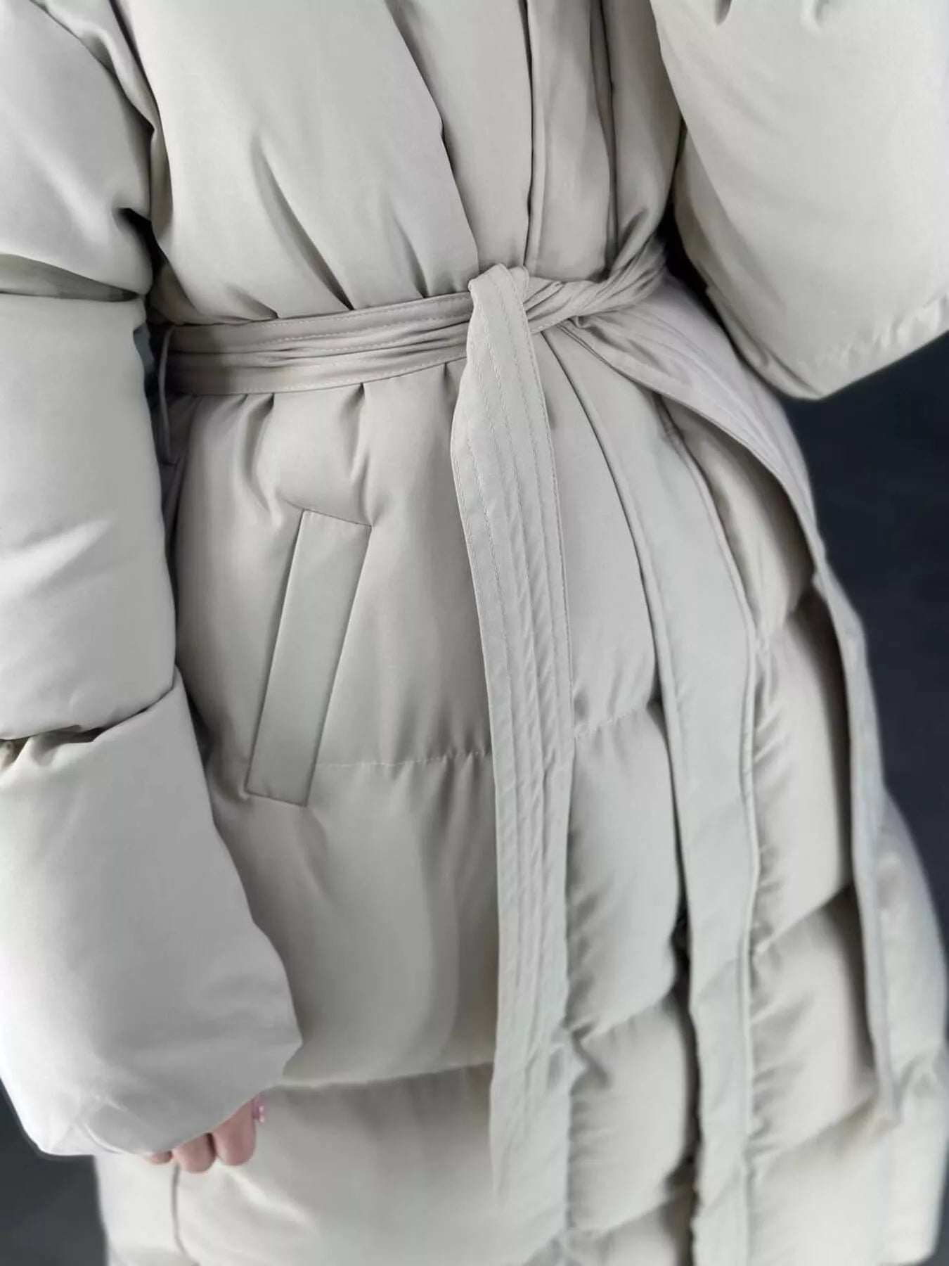 Longline Winter Coat - Padded with Belt - Fashions Envy