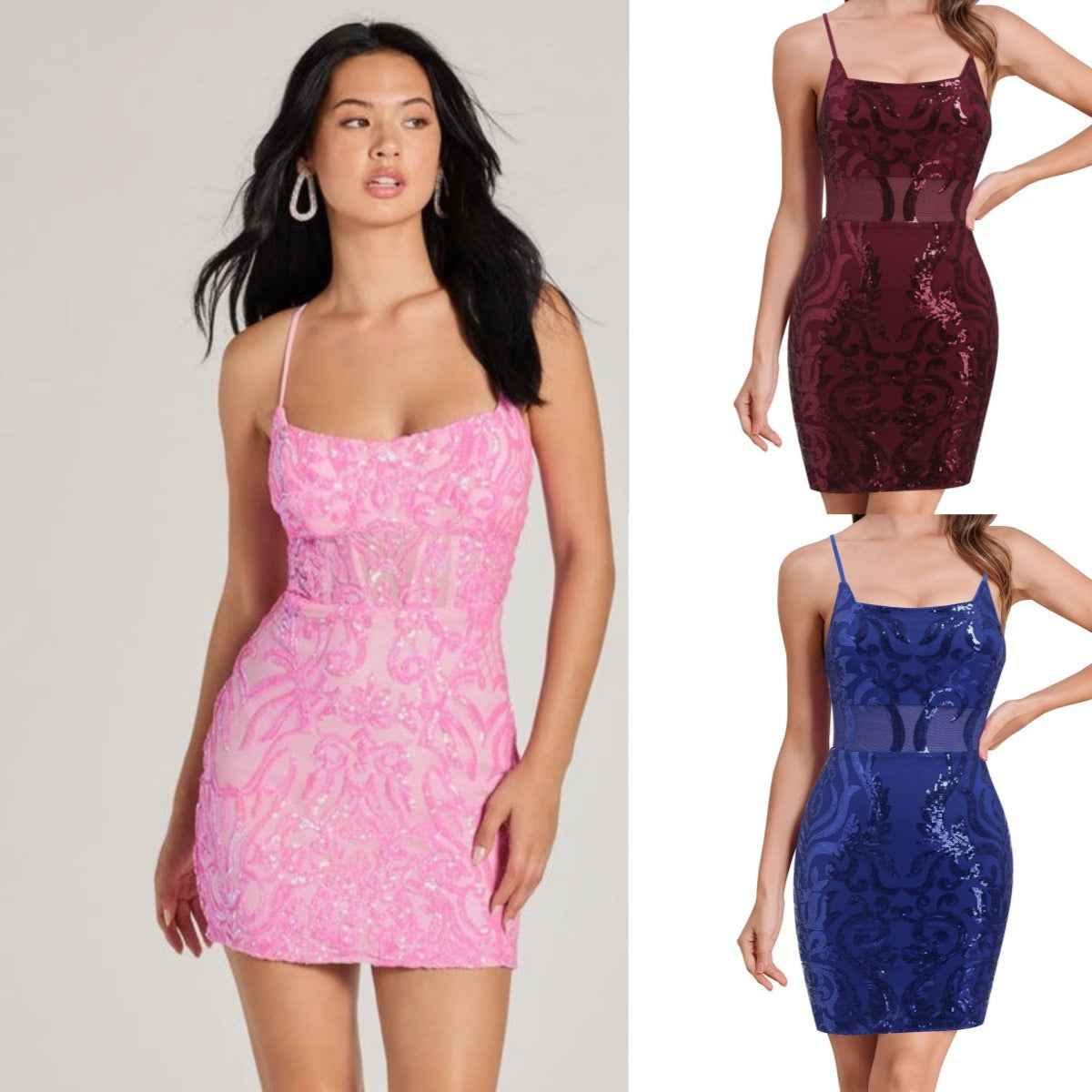 Sexy Sequin Spaghetti Strap Mini Dress