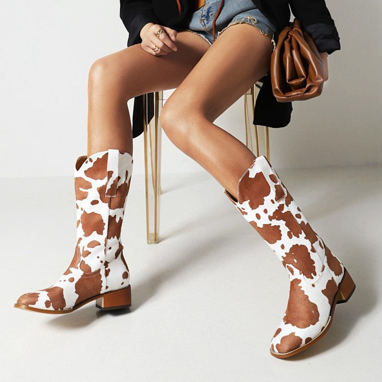 Moo-ving Style Boots - Vintage Cow Print Western