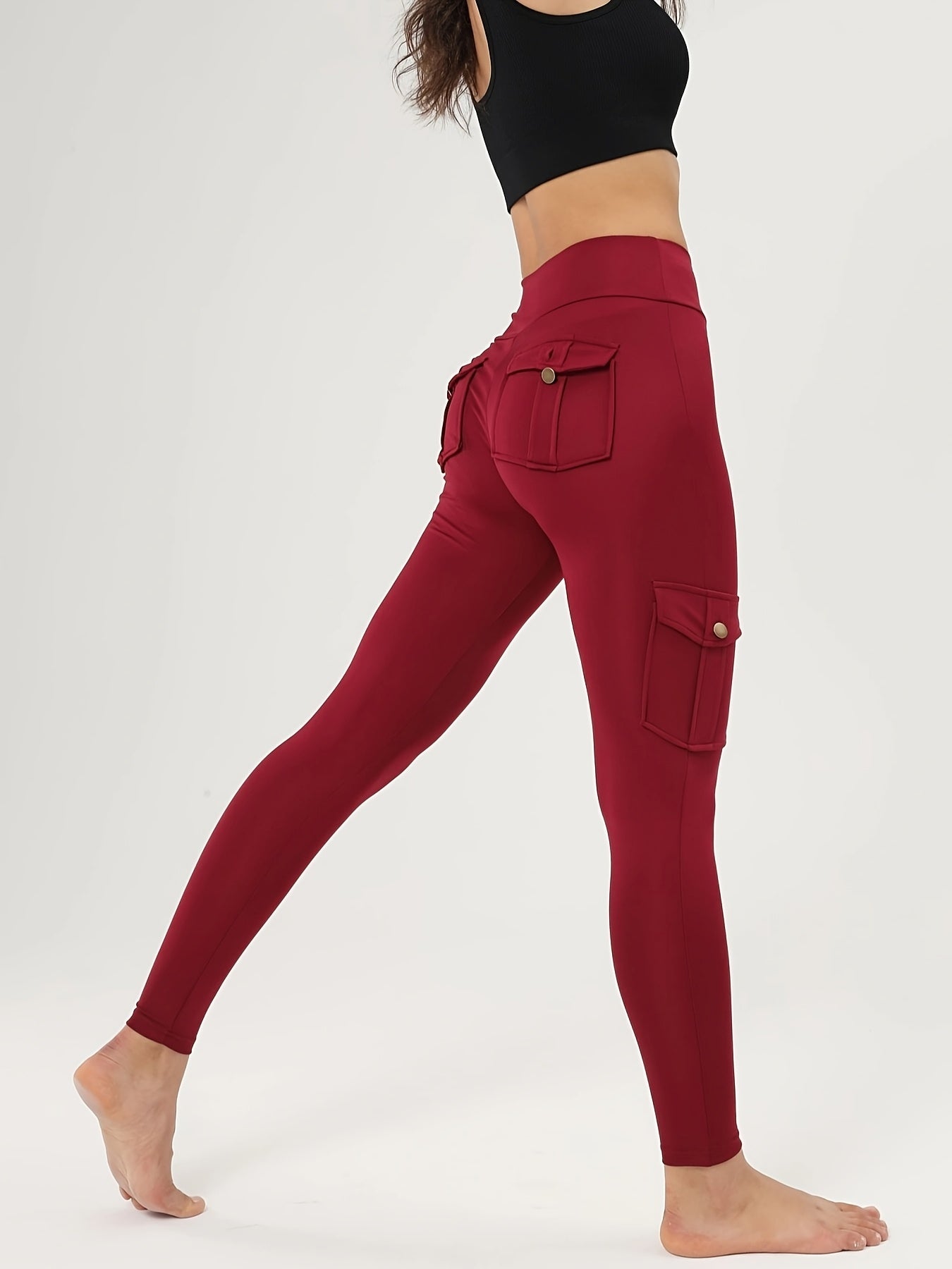 High Waisted Yoga Leggings with Pockets - Elastic Running And Sports Leggings