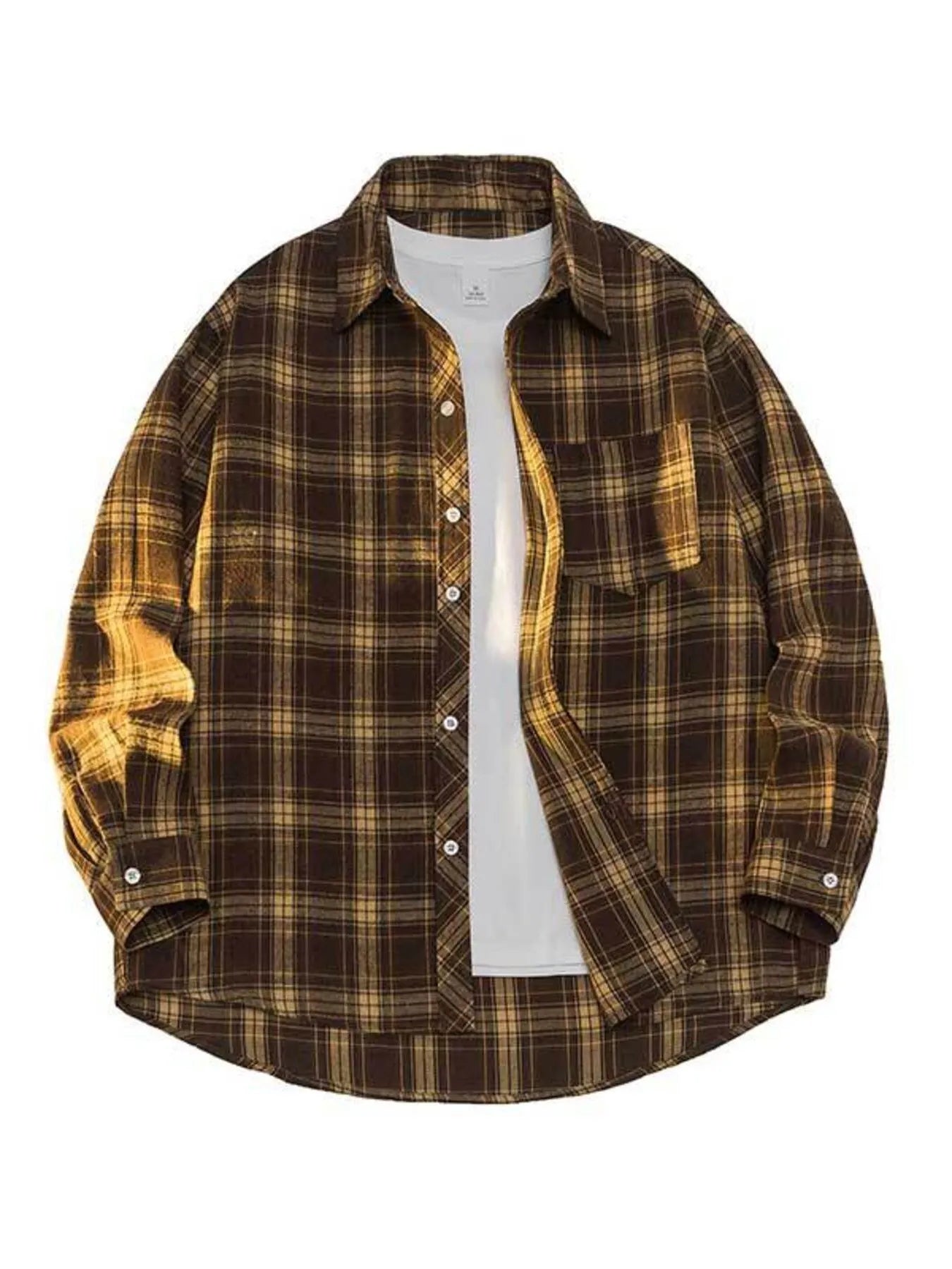 Plaid Button Up Shirt Men - Oversized Casual Fit - Fashions Envy