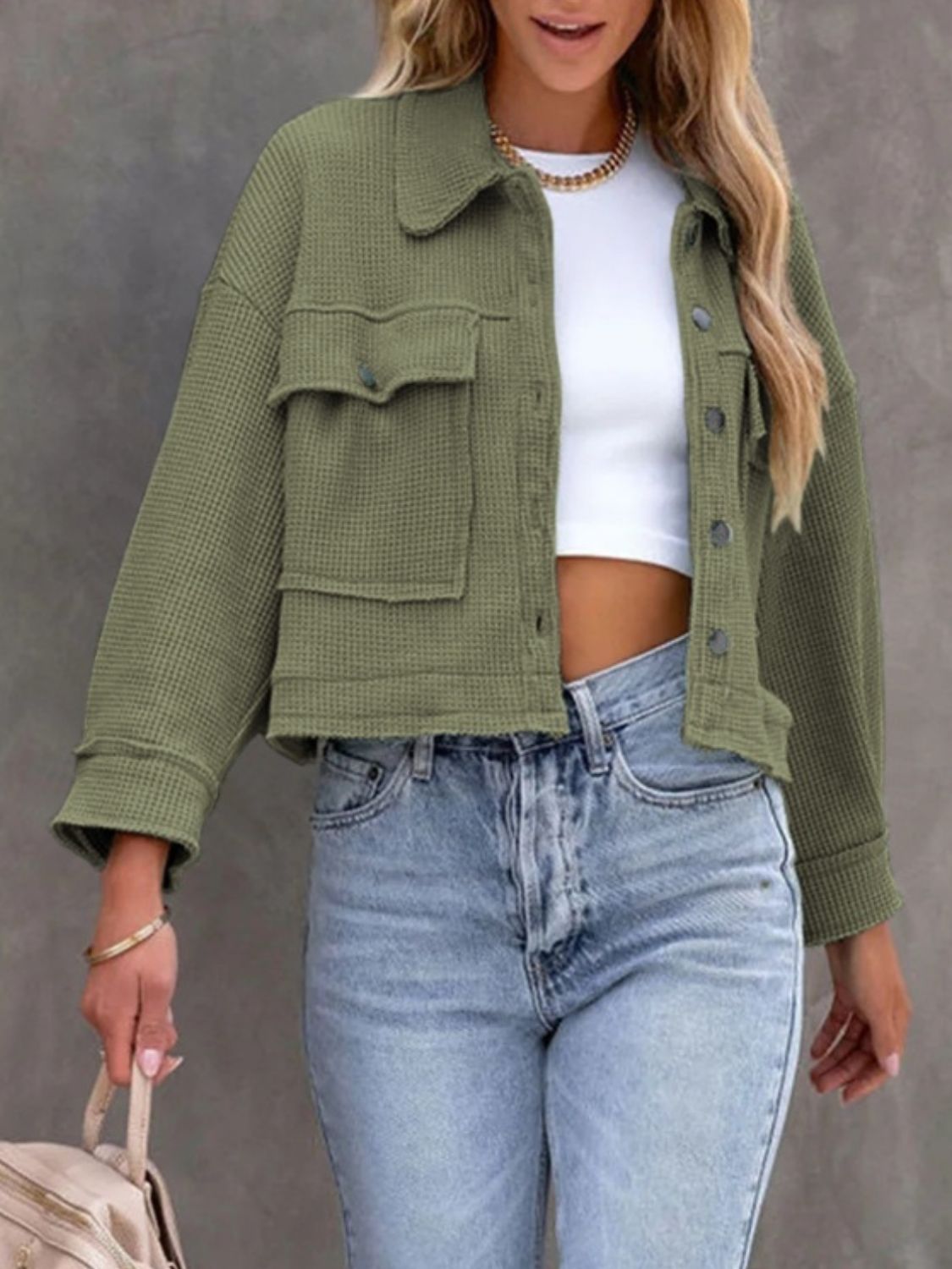 Chic Button Up Long Sleeve Jacket