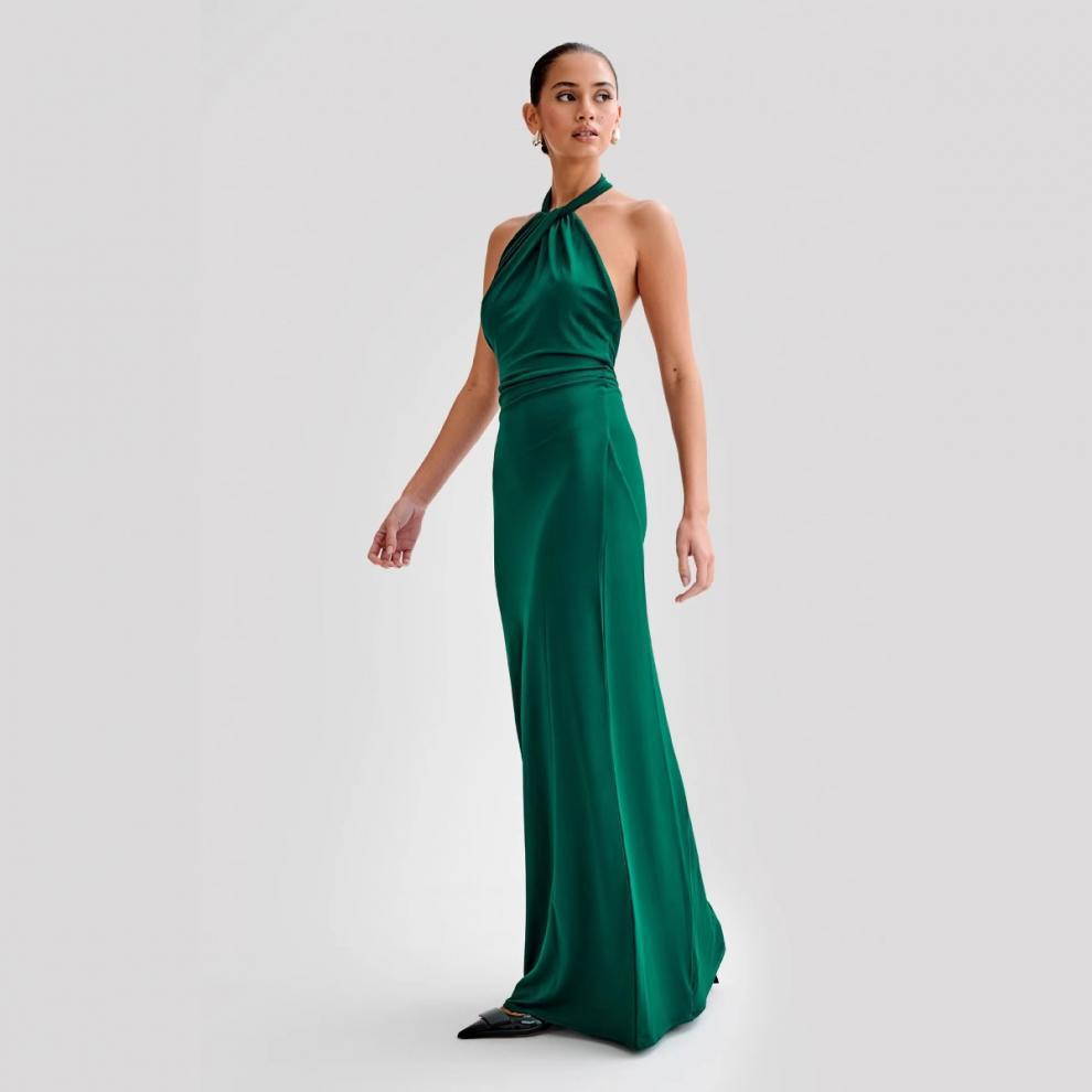 Halter Backless Maxi Dress - Elegant Formal Gown