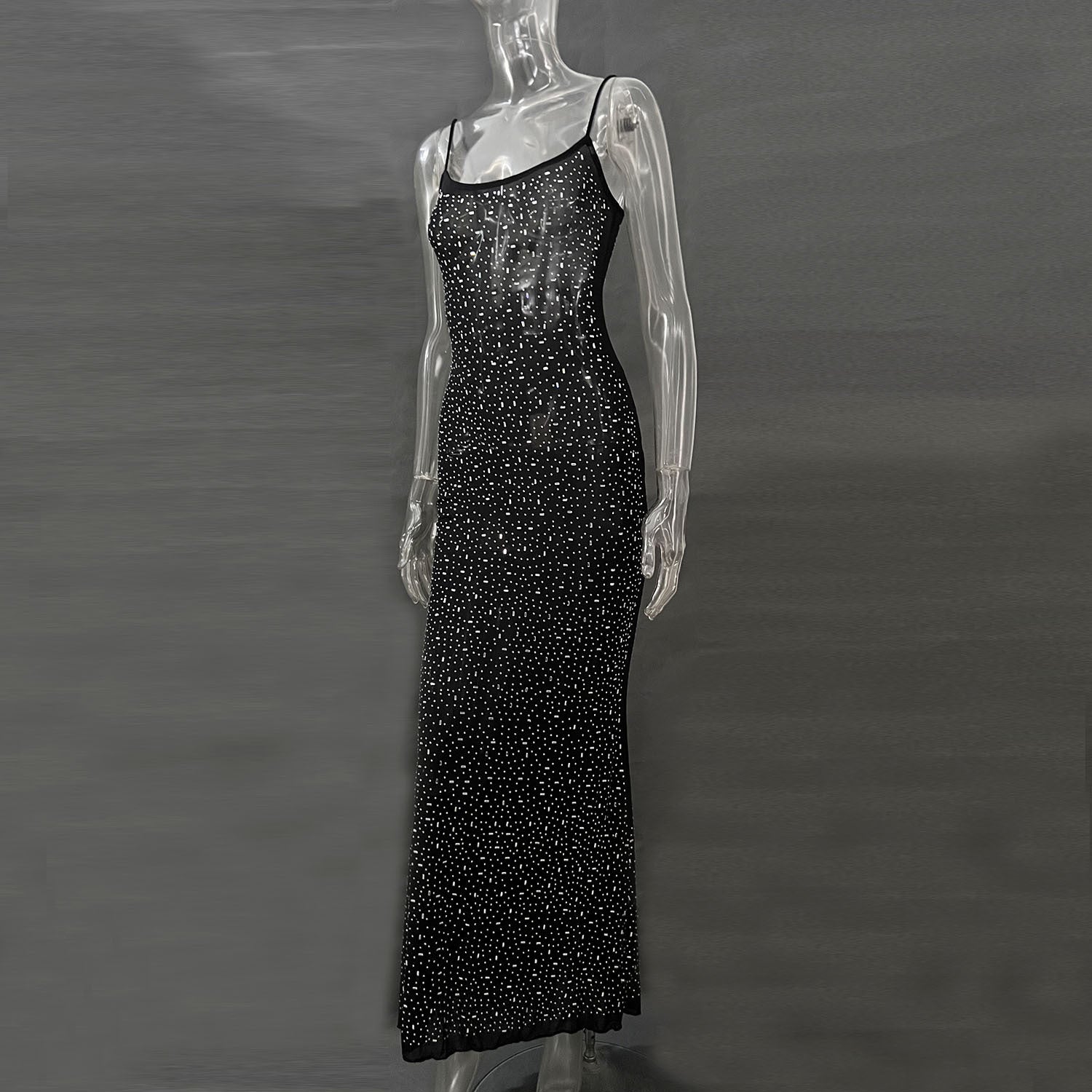 Diamond Mermaid Long Dress - Shiny Suspender Style - Fashions Envy