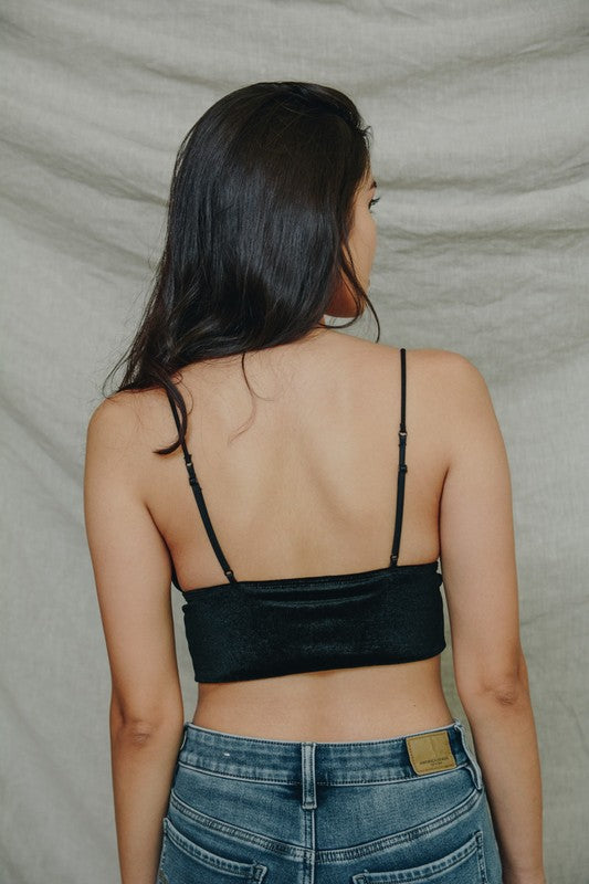 Velvet Longline Cropped Bralette Cami Top