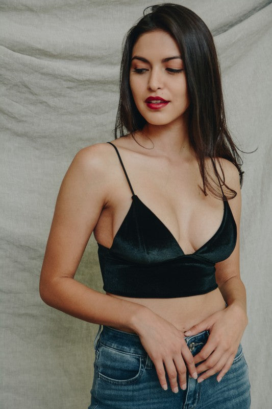 Velvet Longline Cropped Bralette Cami Top