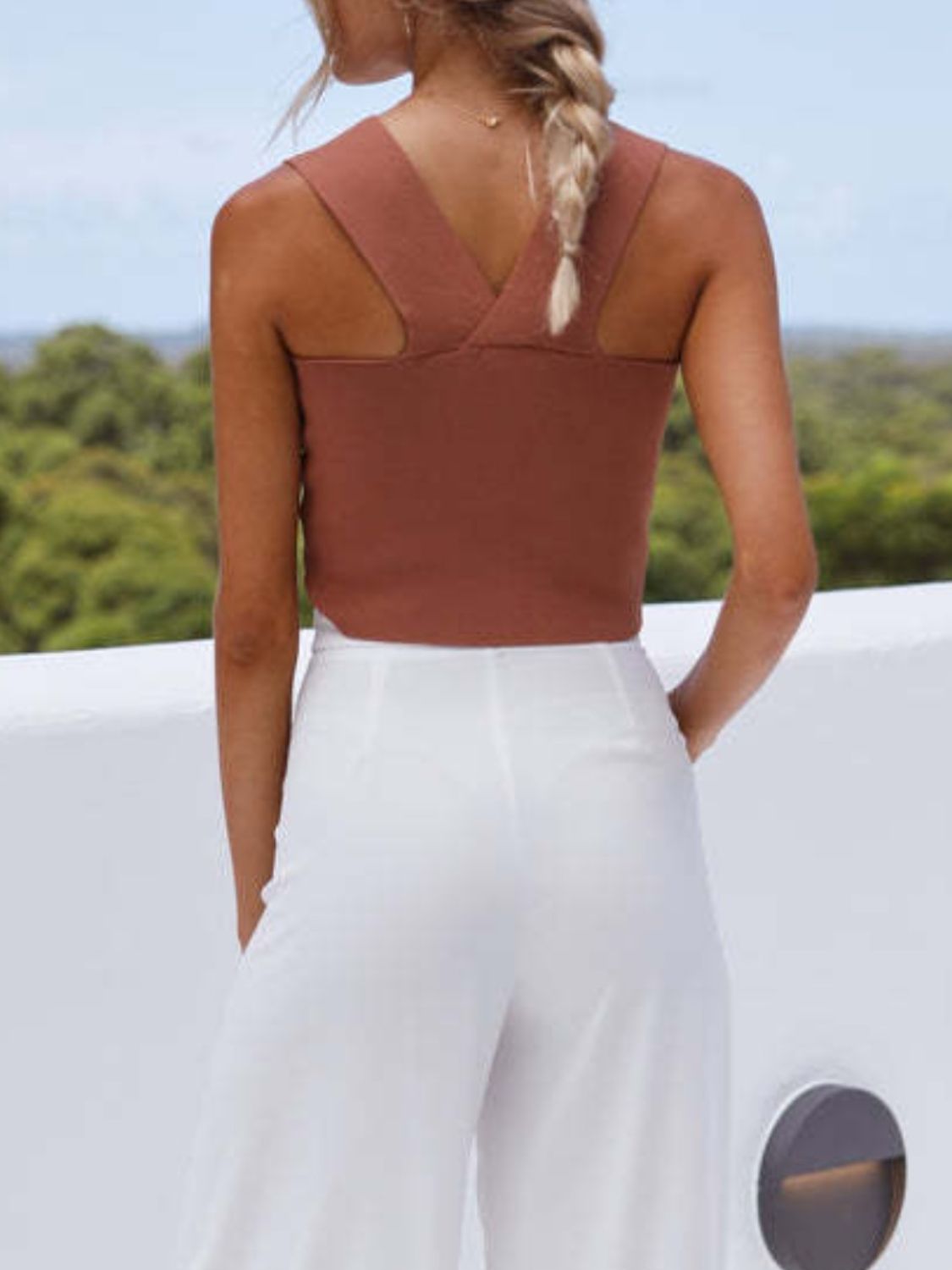 Square Neck Wide Strap Basic Tank Top