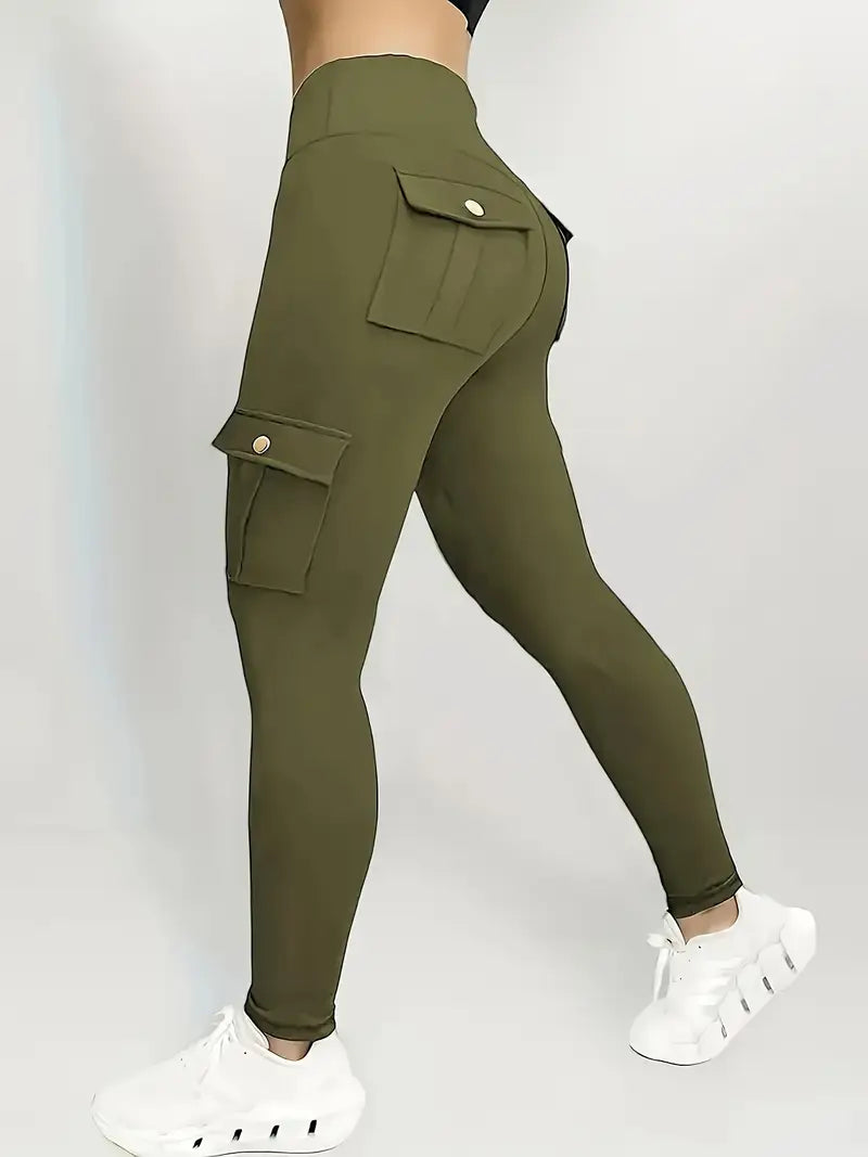 High Waisted Yoga Leggings with Pockets - Elastic Running And Sports Leggings