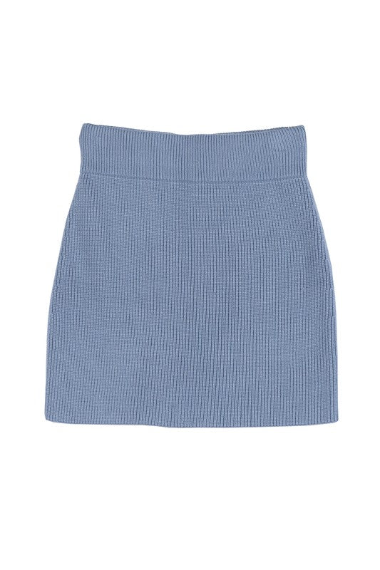 Ribbed Knit Crop Top and Skirt Set