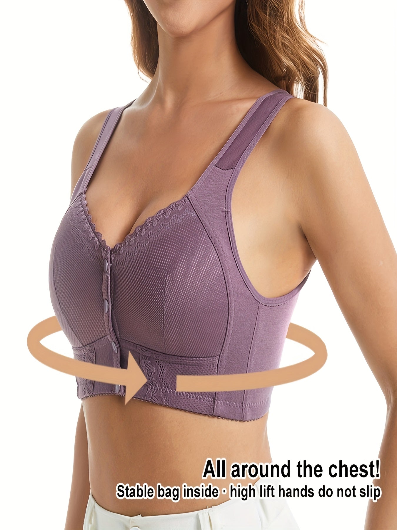 Elegant Floral Vest-Style Oversized Lace Wireless Bra