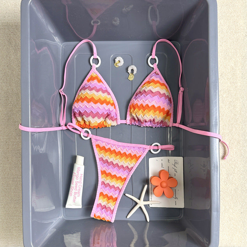 Stripe gradient bikini summer vacation beach swimsuit