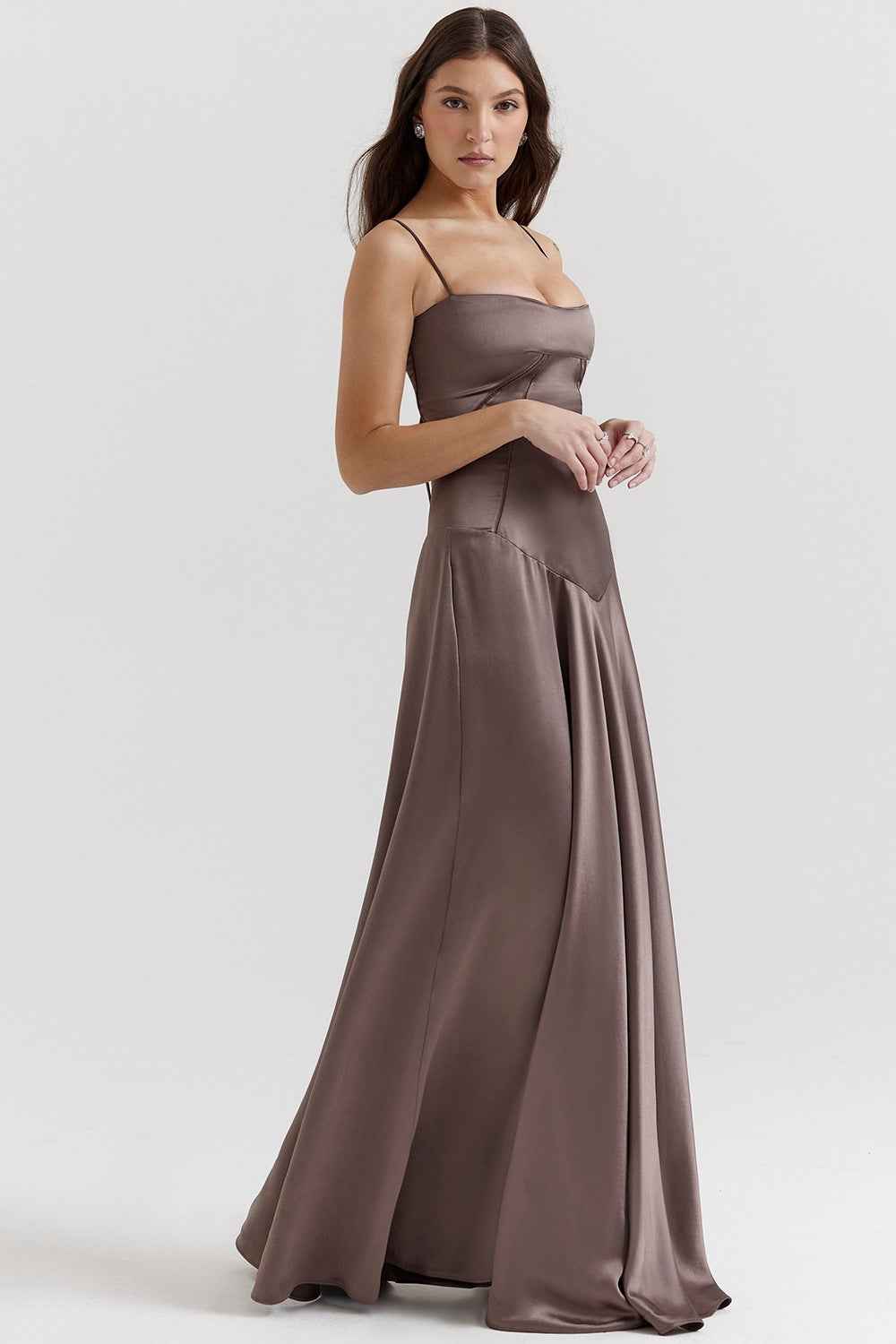Corset Back Maxi Dress - Spaghetti Strap Slim Fit Camisole Gown