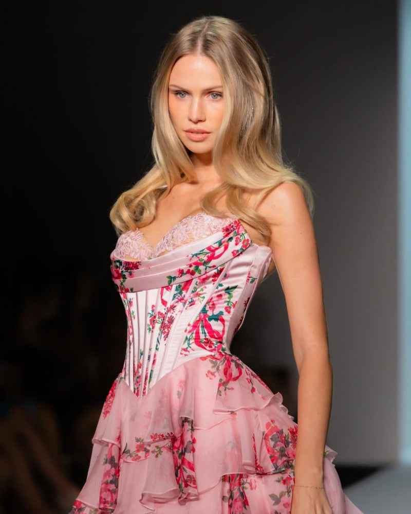 Sweetheart Neck Strapless Printed Maxi Dress