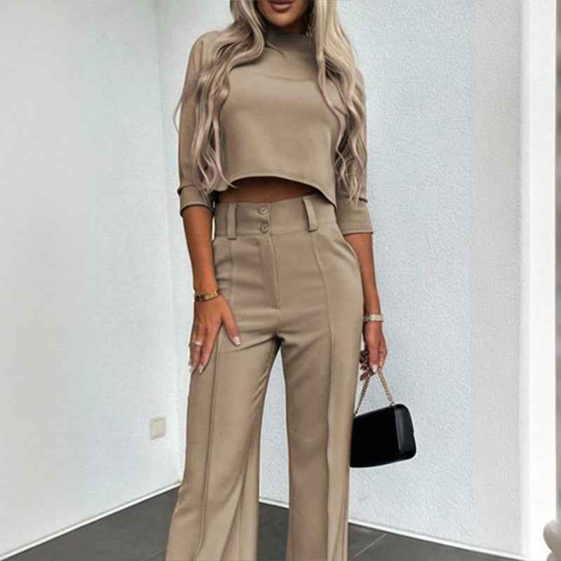 Professional Two-Piece Set - Cropped Top & Pants