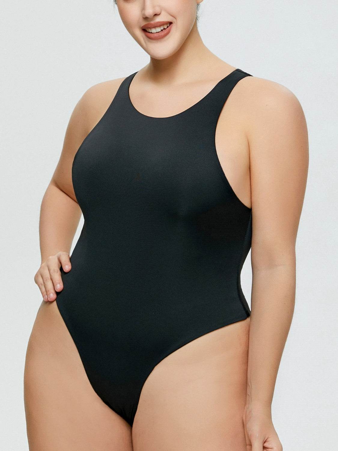 Full Size Round Neck Wide Strap Bodysuit - Fashions Envy