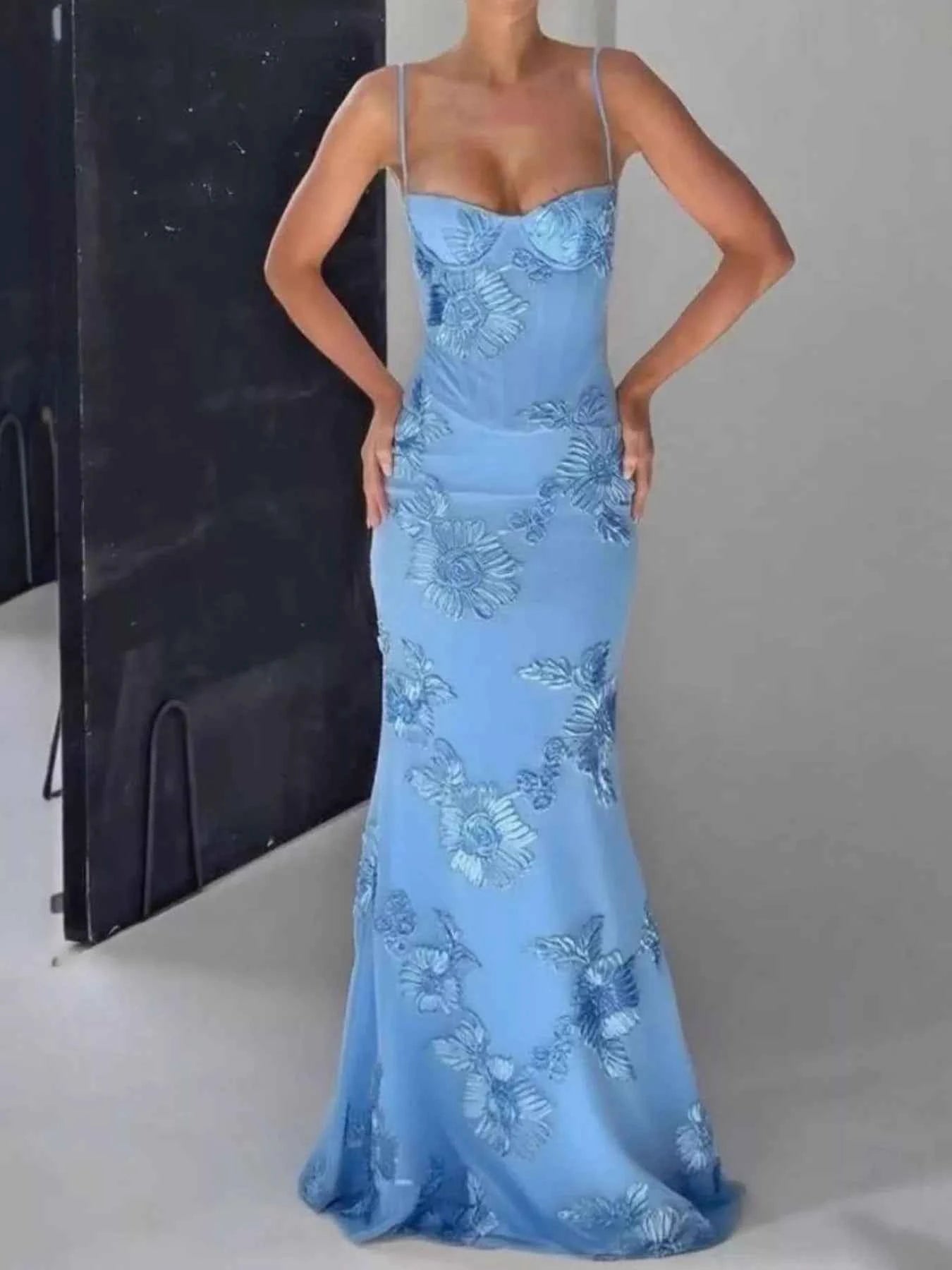 Sweetheart Neck Maxi Dress - Spaghetti Strap Prom Gown
