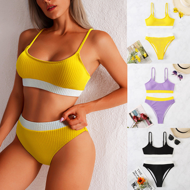 High Waist Full Coverage Halter Top Bikini Swimsuit