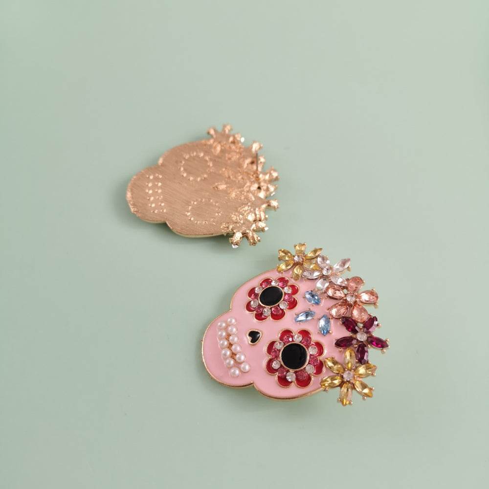 Skull Rhinestone Alloy Earrings - Fashions Envy