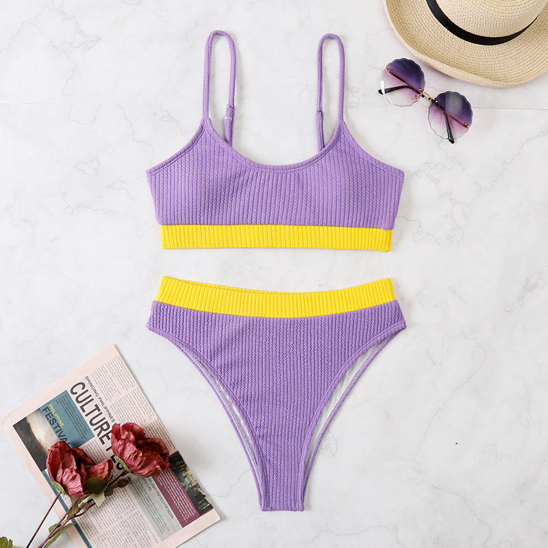 High Waist Full Coverage Halter Top Bikini Swimsuit
