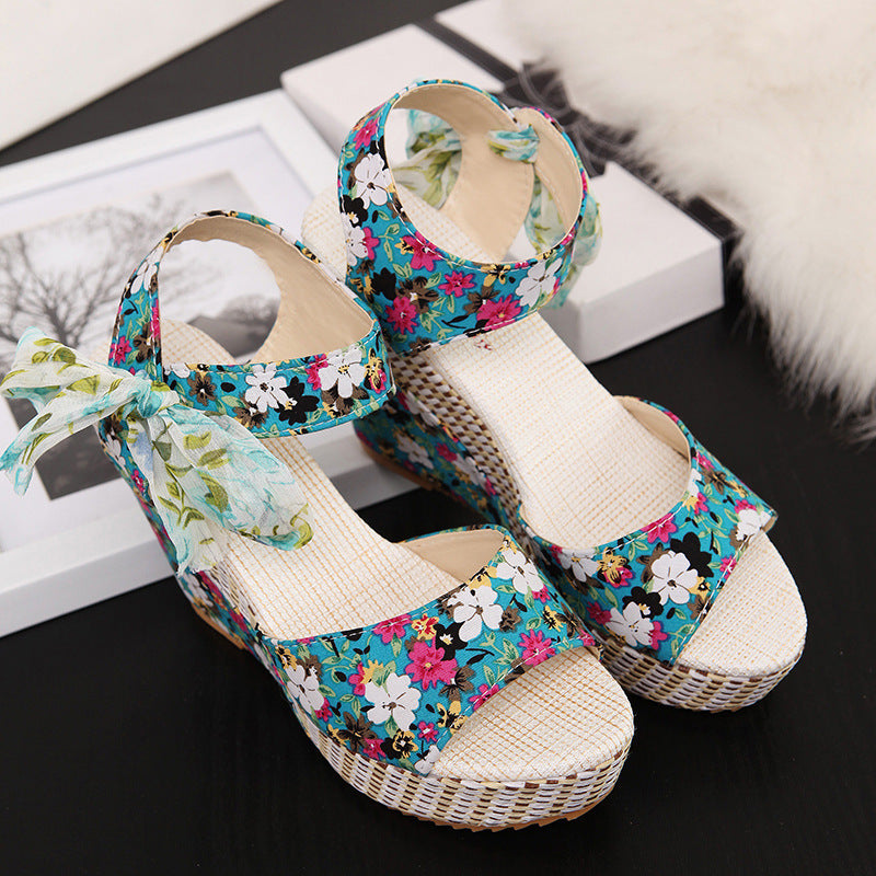 Women's Bohemian High Heel Sandals - Strappy Design - Fashions Envy