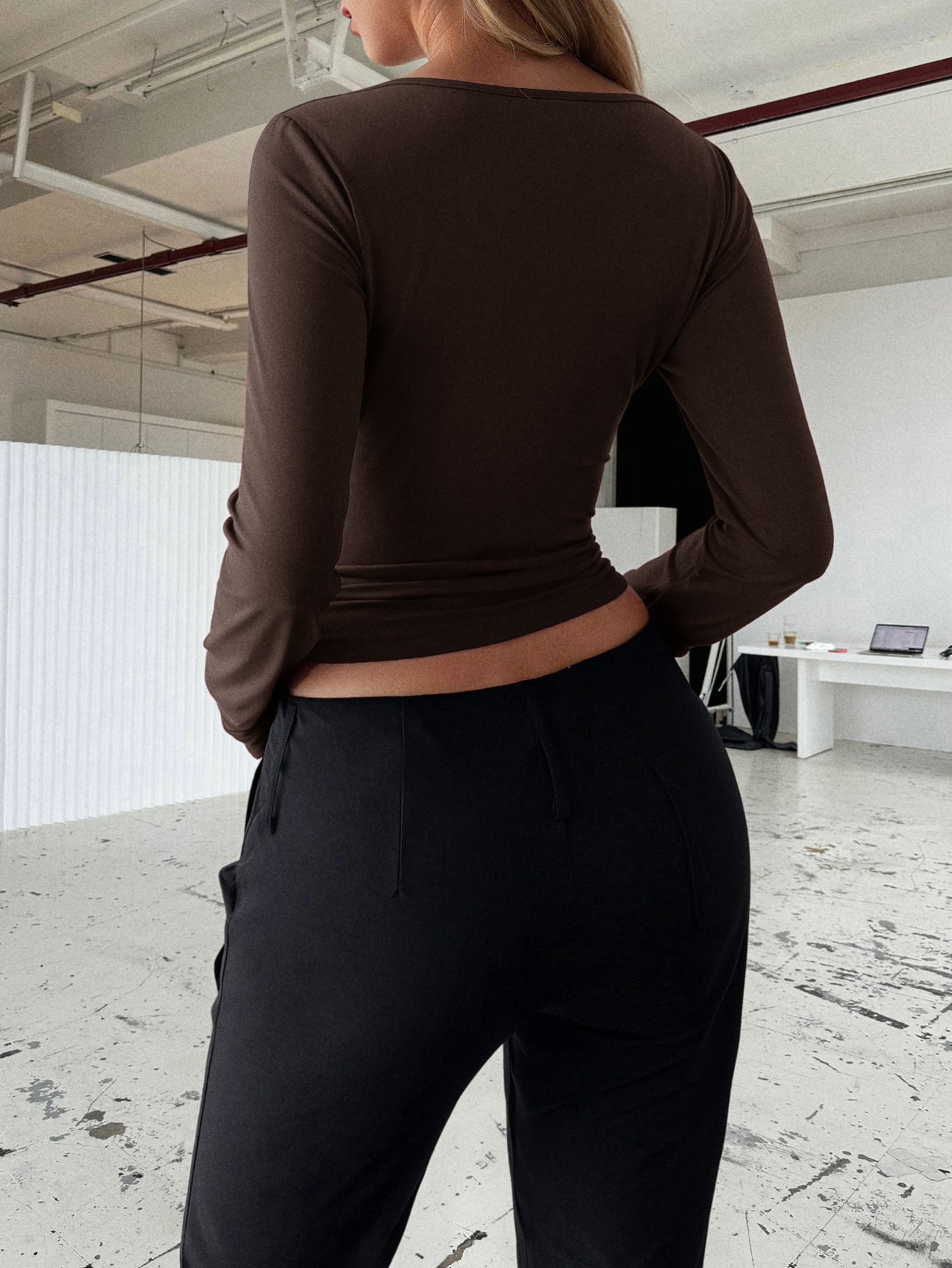 Sweetheart Lace Crop Top - Long Sleeve Cropped T-Shirt