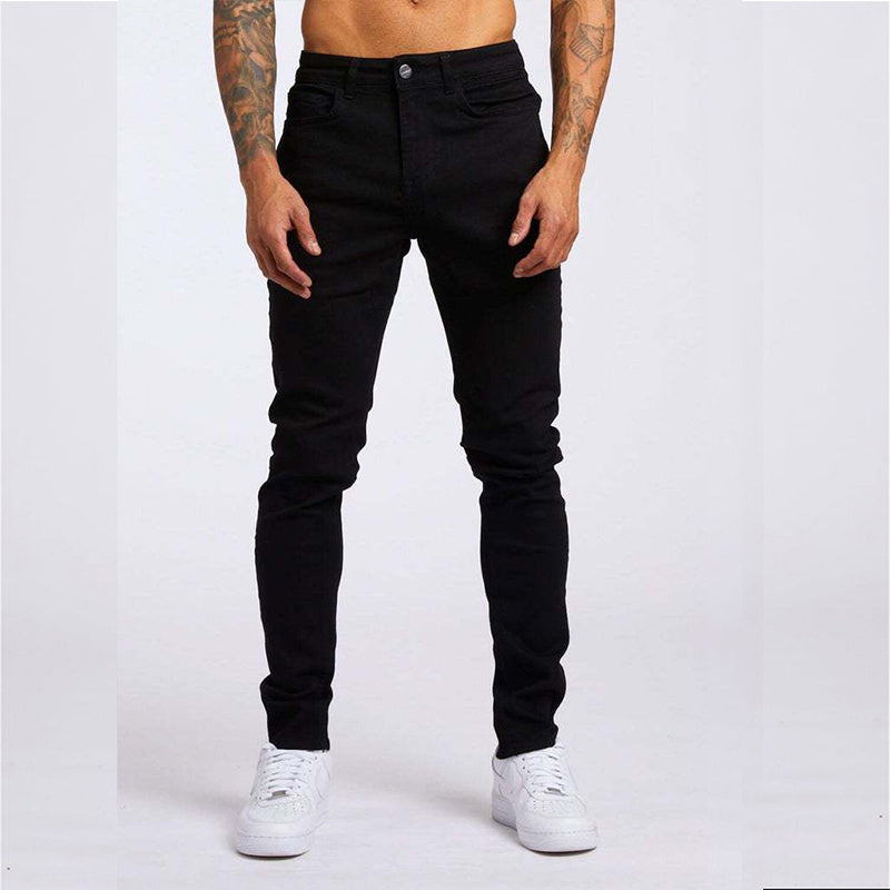Men's High Waist Slim Fit Jeans - Casual Fashion Denim