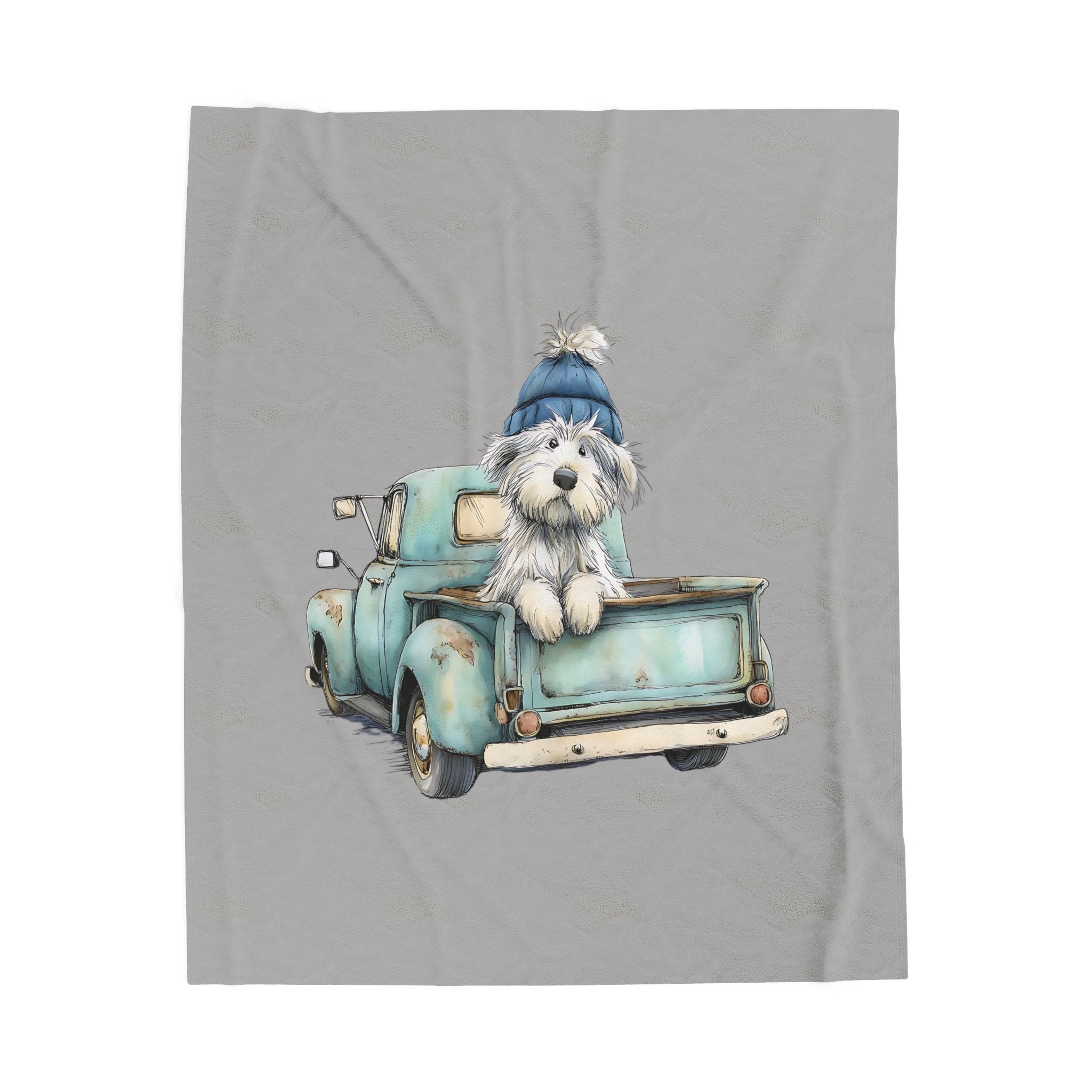 Vintage Truck Puppy Blanket - Cozy Velveteen Throw