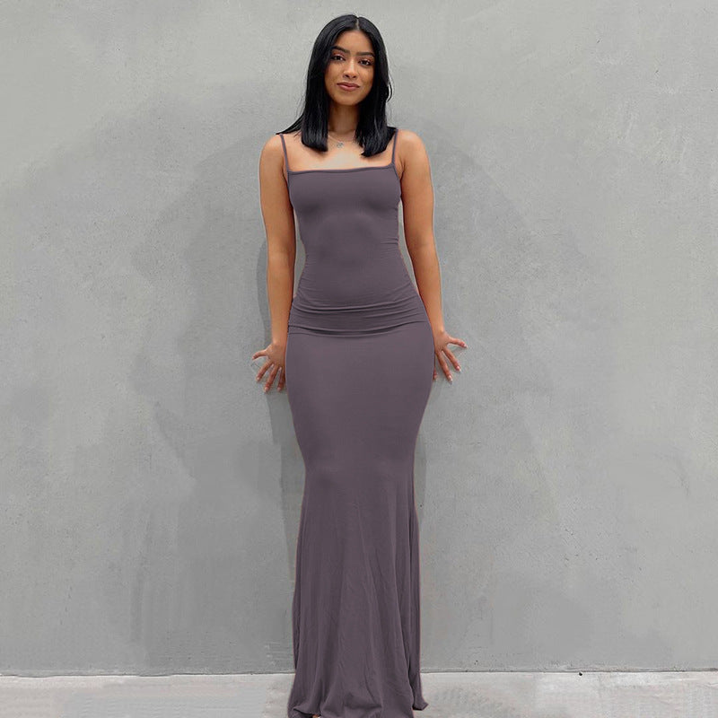 Pure Slim Peach Hip Suspender Long Fishtail Skirt