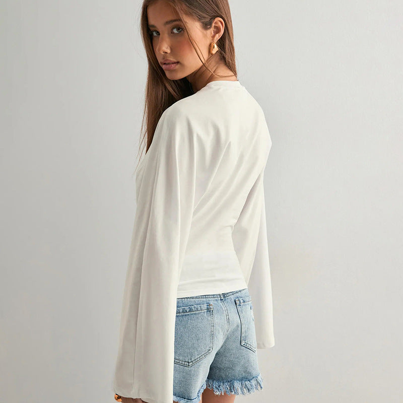 Round Neck Long Sleeve Top - Waist-Tight Fit - Fashions Envy