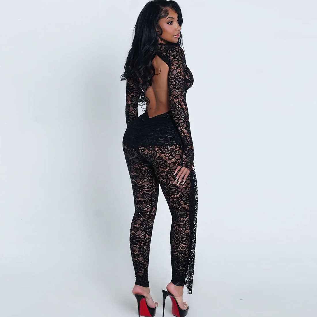Sexy Lace Hot Girl Outfit Set - Bodysuit and Pants