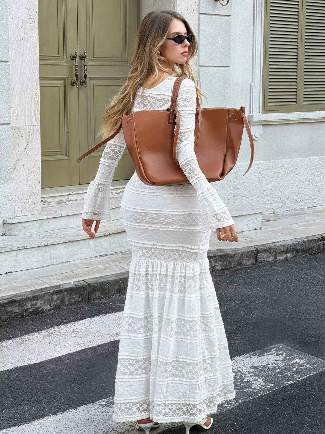 Lace Mermaid Maxi Dress - Elegant Long Sleeve Gown - Fashions Envy