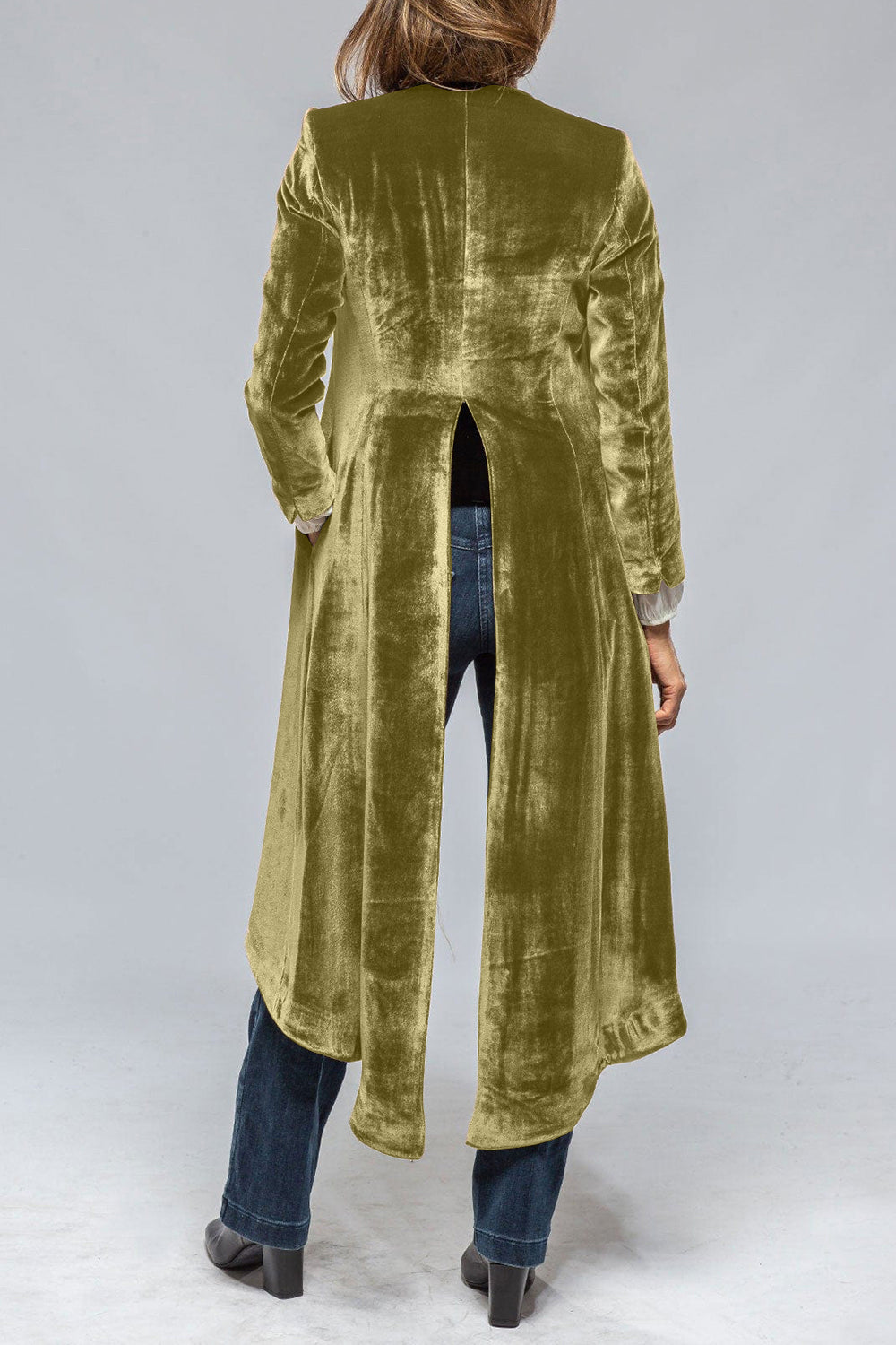 Slit Back Open Front Longline Cardigan Jacket