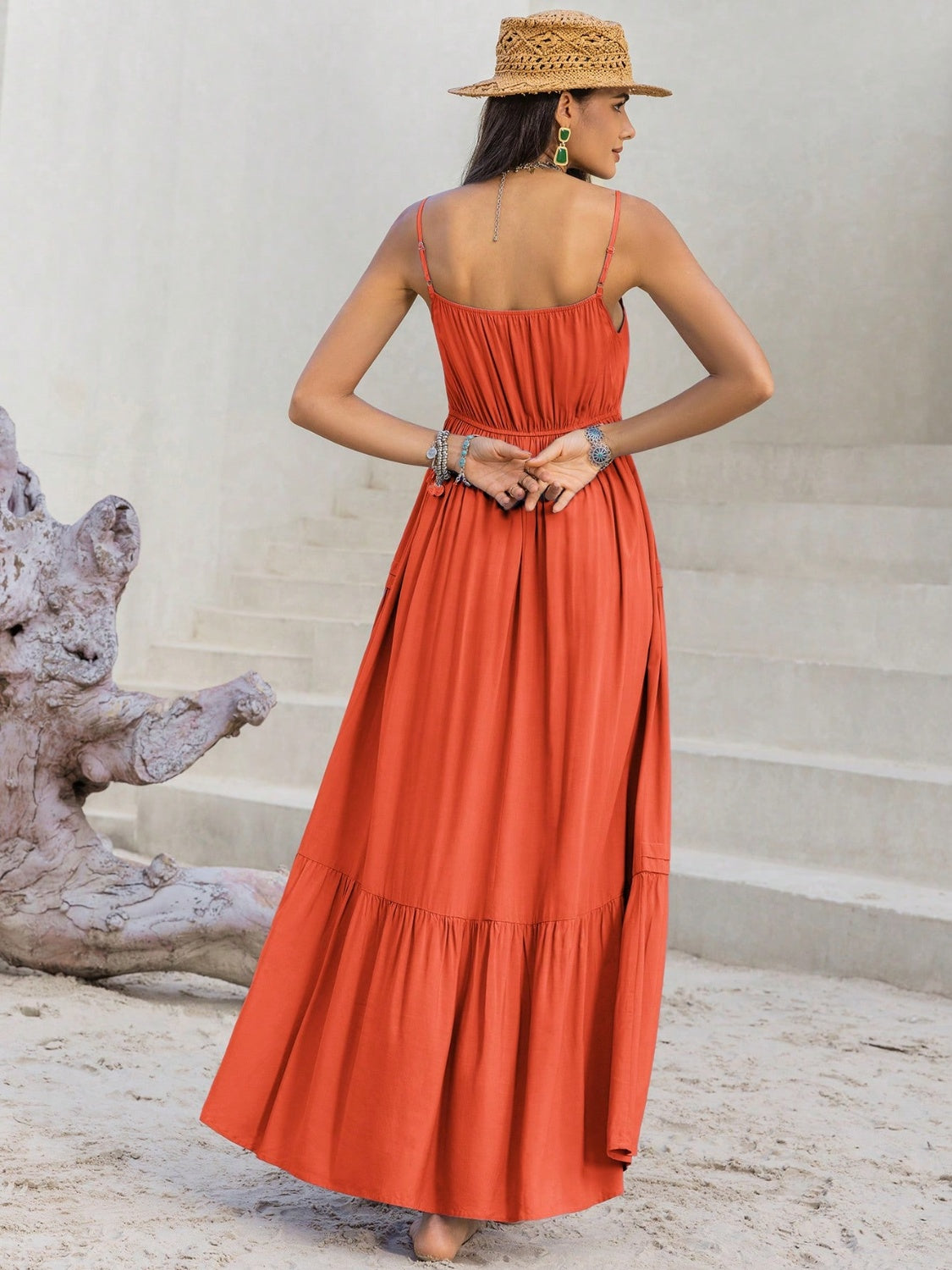 Lace Detail V-Neck Cami Maxi Dress