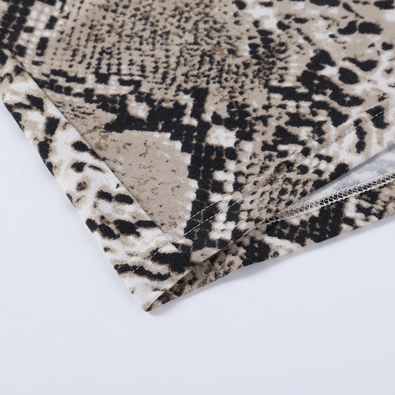 Snakeskin Mini Dress - Cutout Chest Adjustable Tie Slim Fit