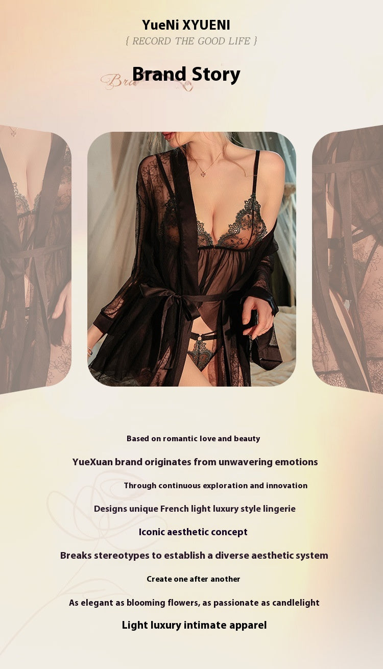 French Lace Nightdress - Eyelash Lace See-Through Gown - Fashions Envy