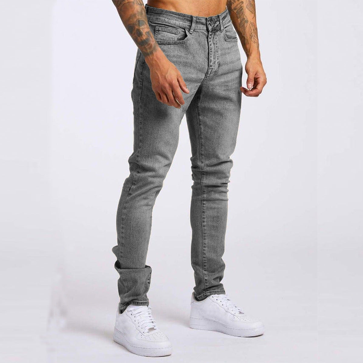 Men's High Waist Slim Fit Jeans - Casual Fashion Denim