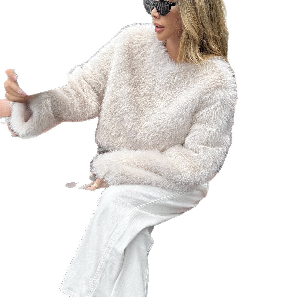 Fuzzy Faux Fur Jacket - Cropped Plush Coat
