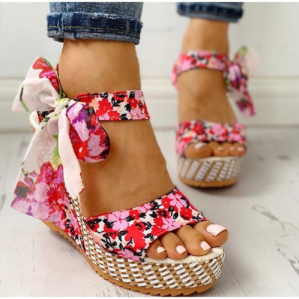 Women's Bohemian High Heel Sandals - Strappy Design - Fashions Envy