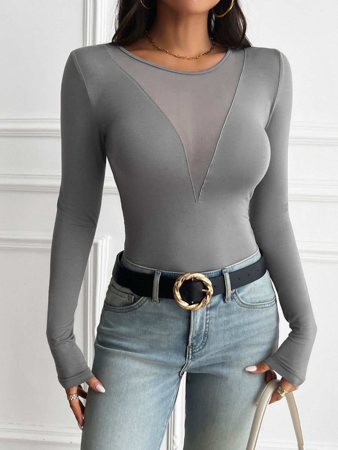 Devine Round Neck Long Sleeve T-Shirt - Fashions Envy