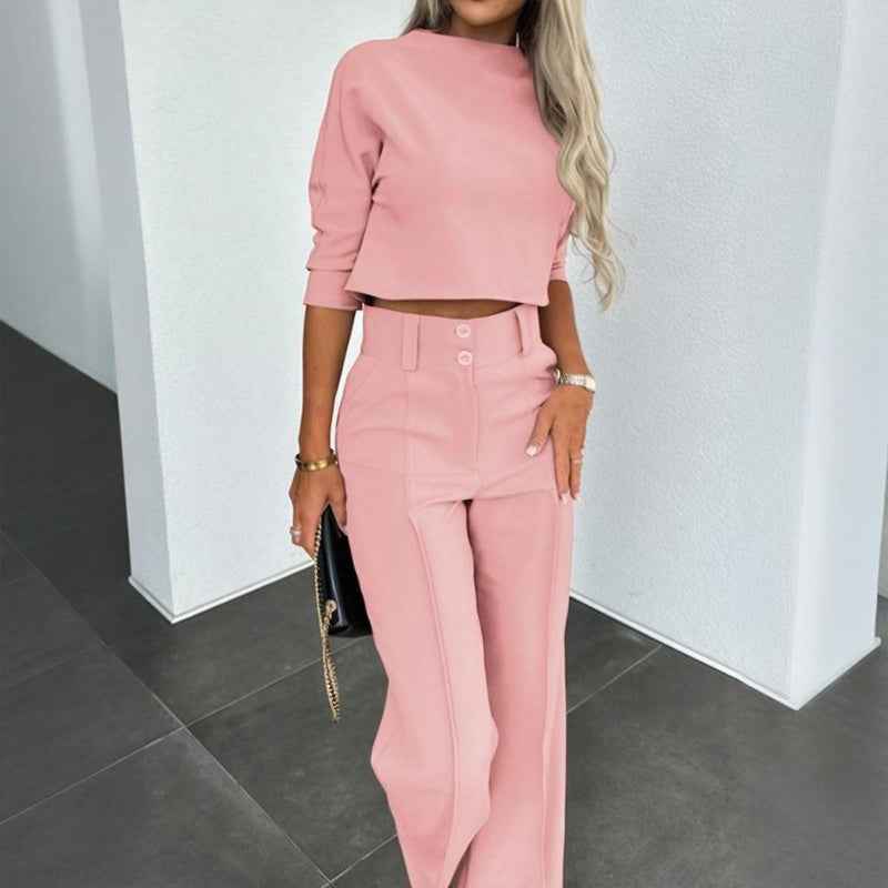 Professional Two-Piece Set - Cropped Top & Pants