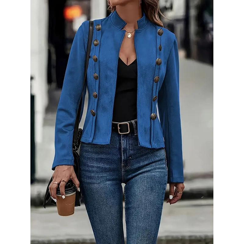 Women's Faux Suede Notch Lapel Open Front Blazer
