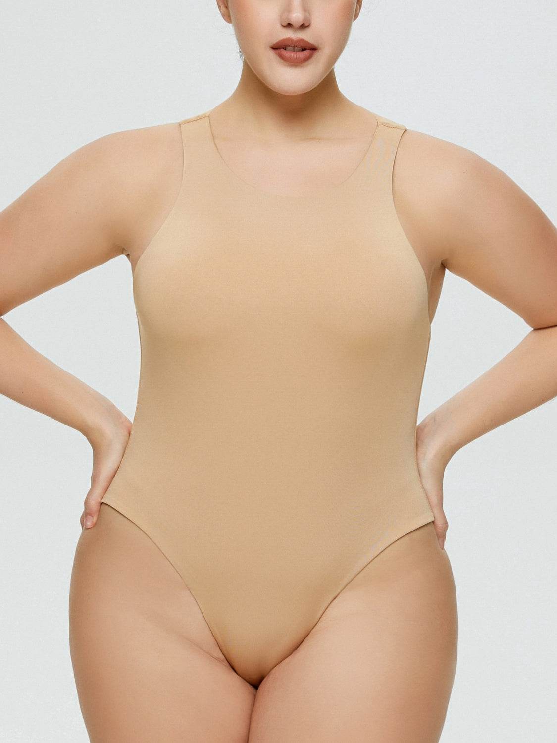 Full Size Round Neck Wide Strap Bodysuit - Fashions Envy