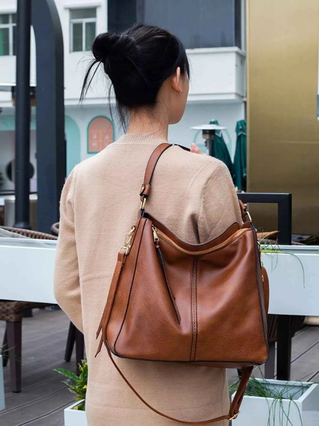 Leather Tote Bag - Medium Classic Handbag - Fashions Envy